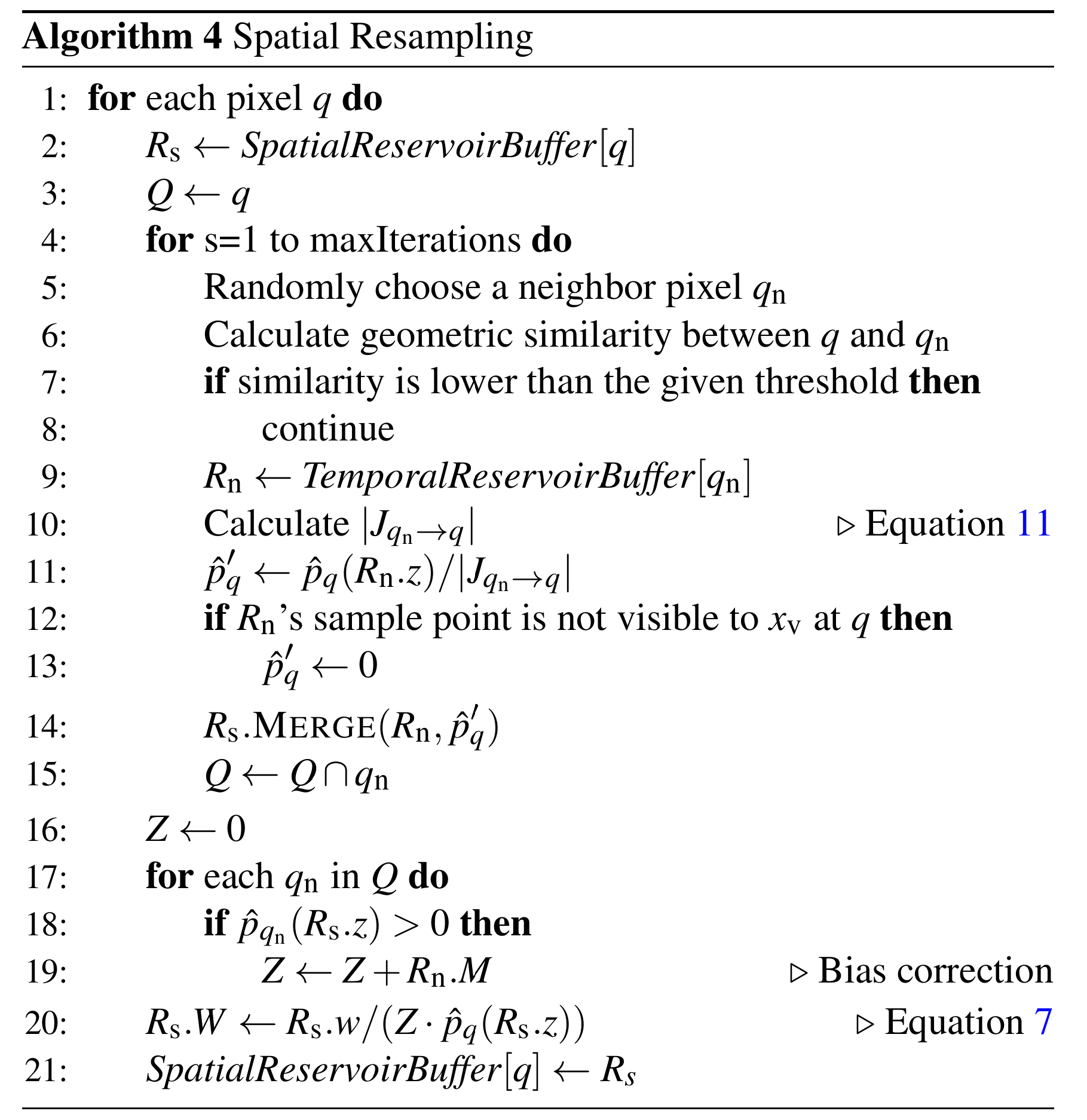 pseudocode for spatial sampling